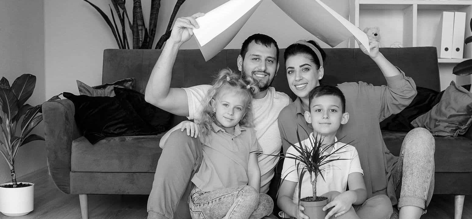 Happy family enjoying insurance protection and peace of mind
