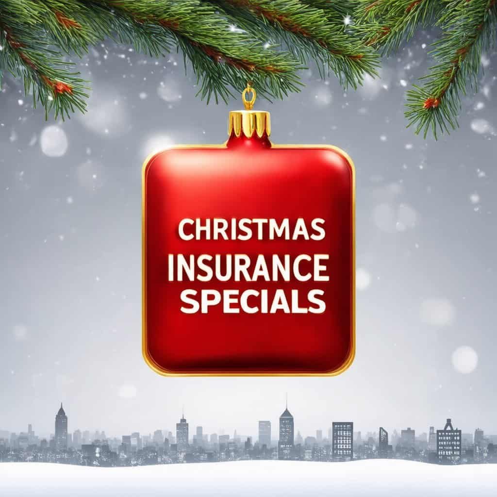 Christmas ornament graphic promoting holiday insurance rate specials
